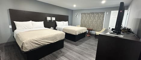 Standard Room, 2 Queen Beds | Desk, free WiFi, bed sheets