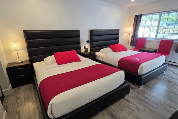 Premium Room, 2 Queen Beds, Refrigerator & Microwave | Premium bedding, WiFi (free), bed sheets