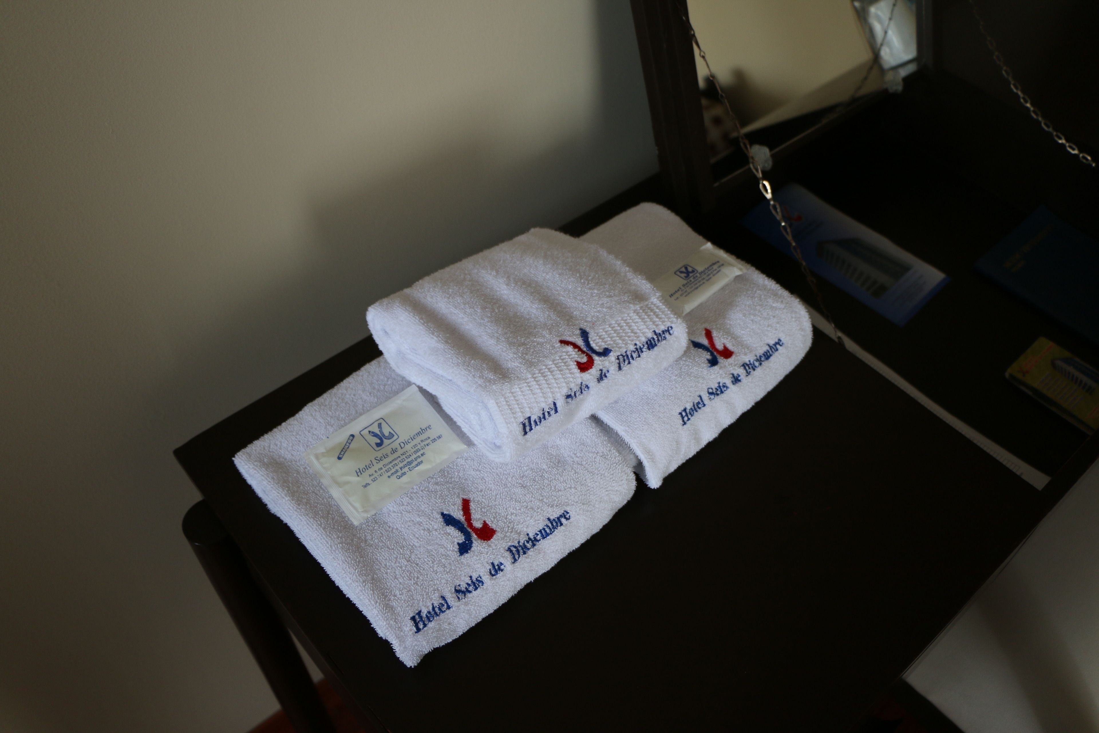 free toiletries, hair dryer, towels