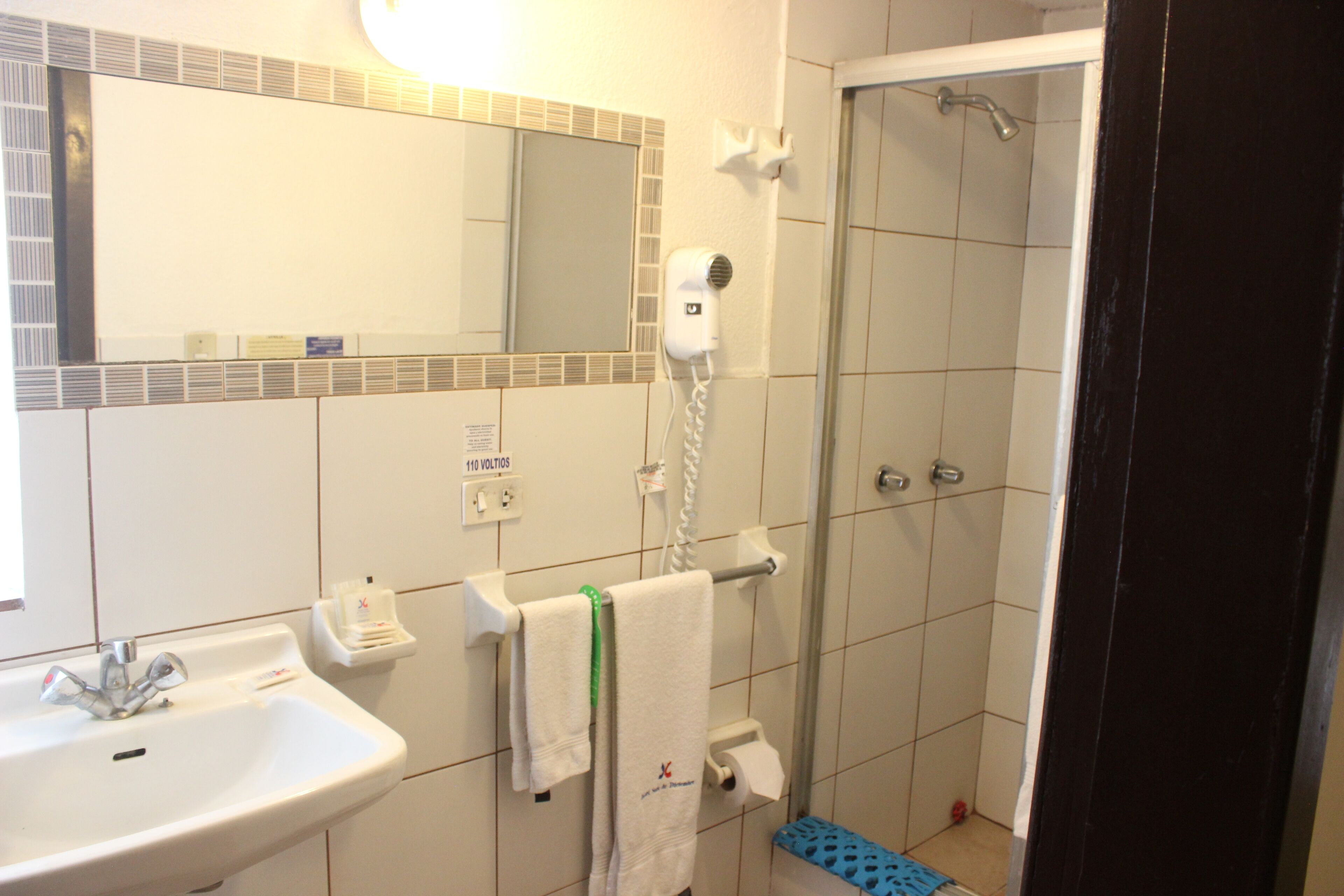 free toiletries, hair dryer, towels