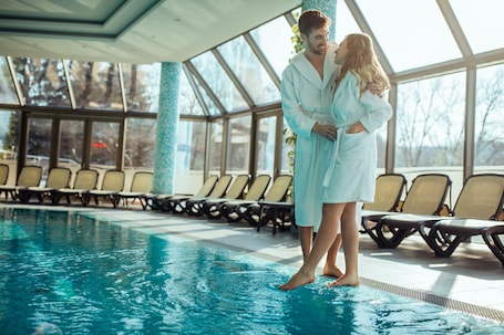 Indoor pool, outdoor pool, sun loungers. Hotel Premier Aqua - Adults Only