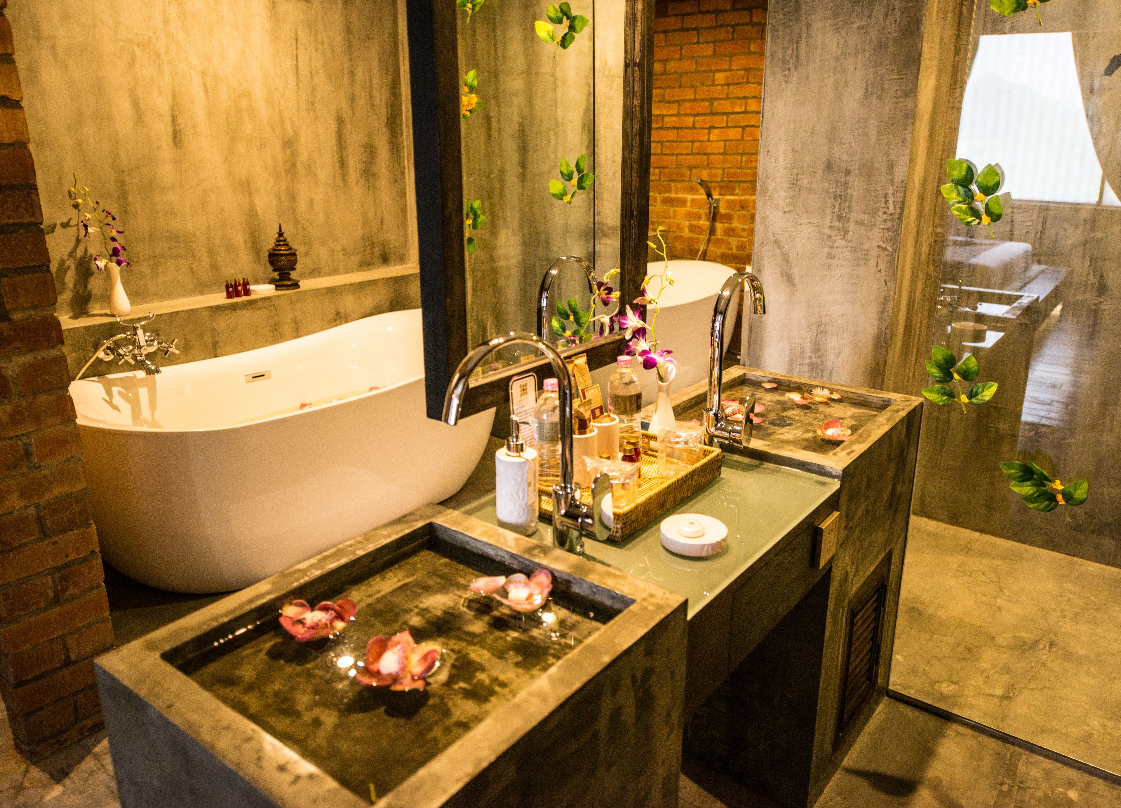 free toiletries, hair dryer, bathrobes, slippers