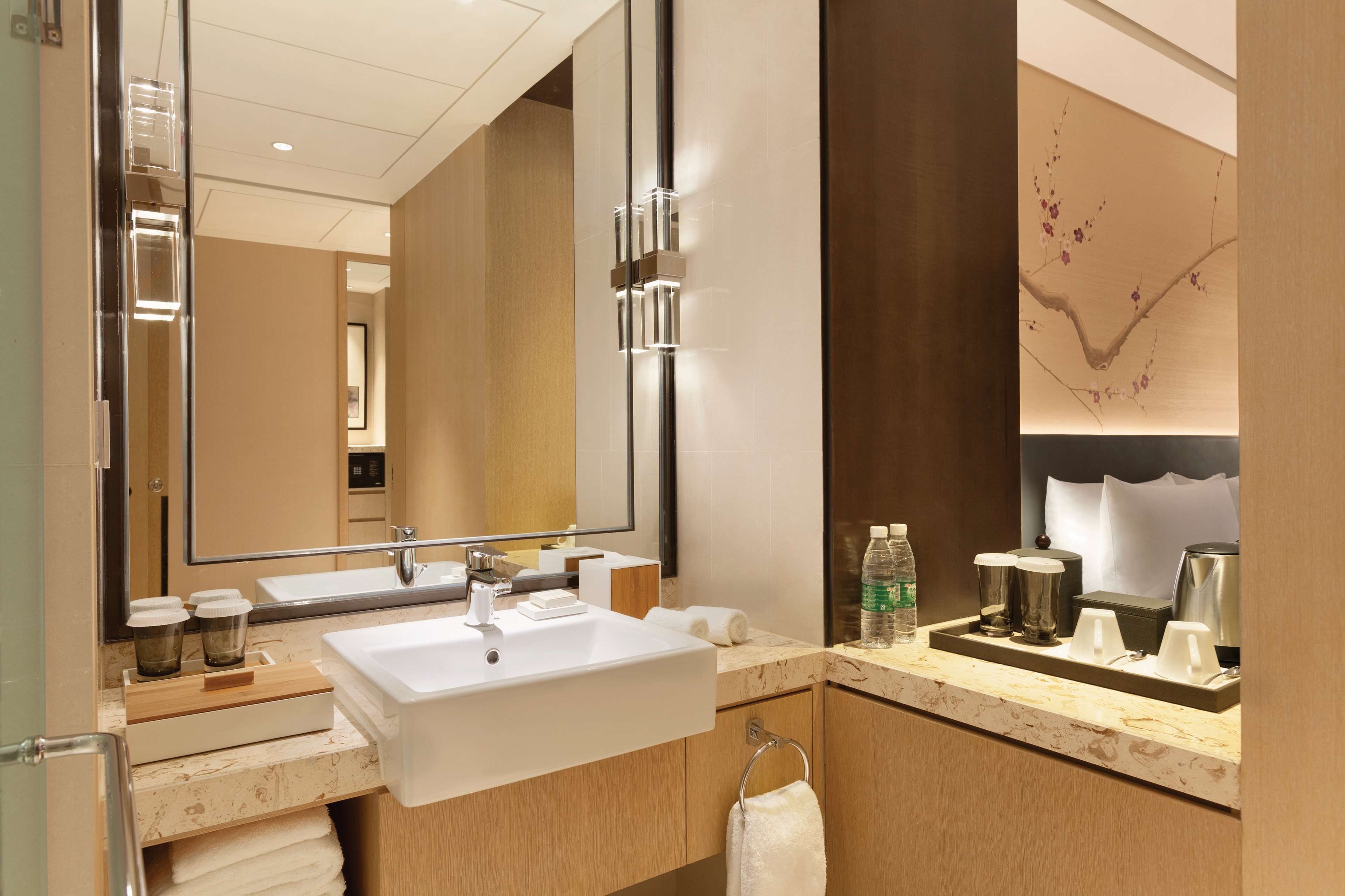 shower, designer toiletries, towels