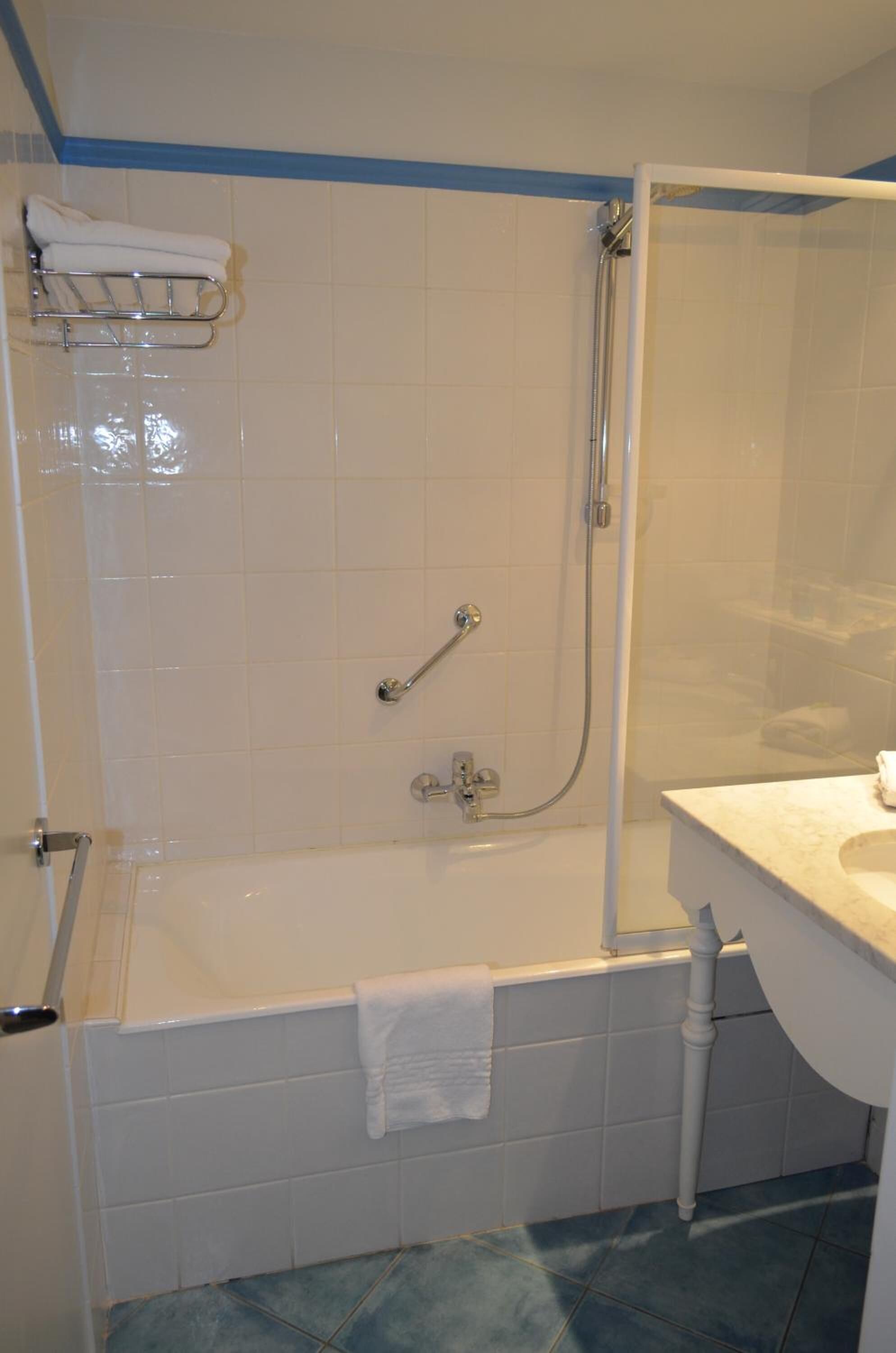 free toiletries, hair dryer, towels