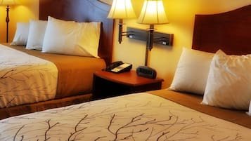 Standard Room, 2 Queen Beds, Refrigerator & Microwave, Ground Floor | Soundproofing, iron/ironing board, free cribs/infant beds, rollaway beds