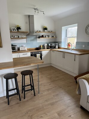 Family Cottage, Ensuite, Garden View | Private kitchen - Lodge at Lochside (Kirriemuir)