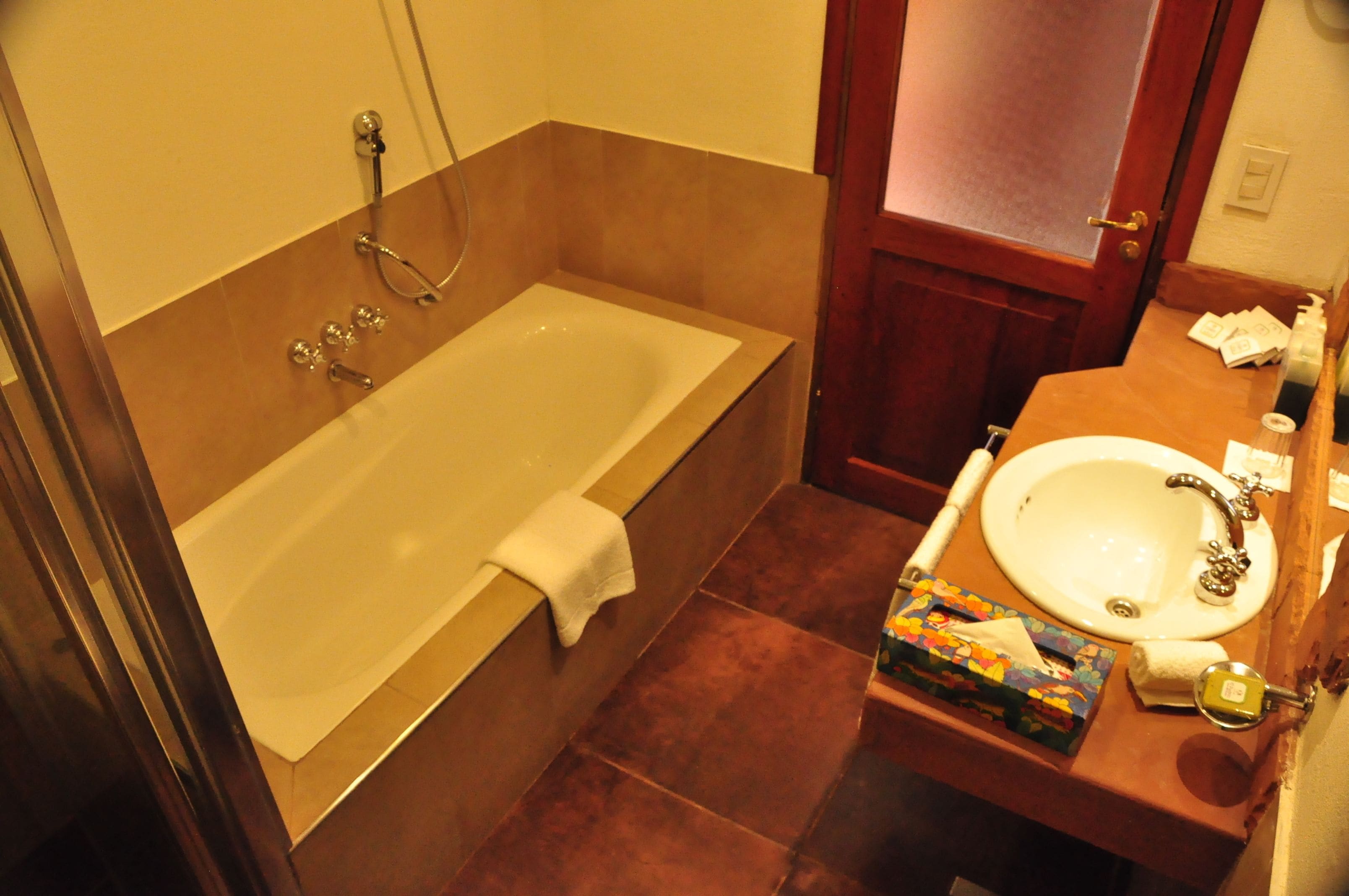 hair dryer, bidet, towels