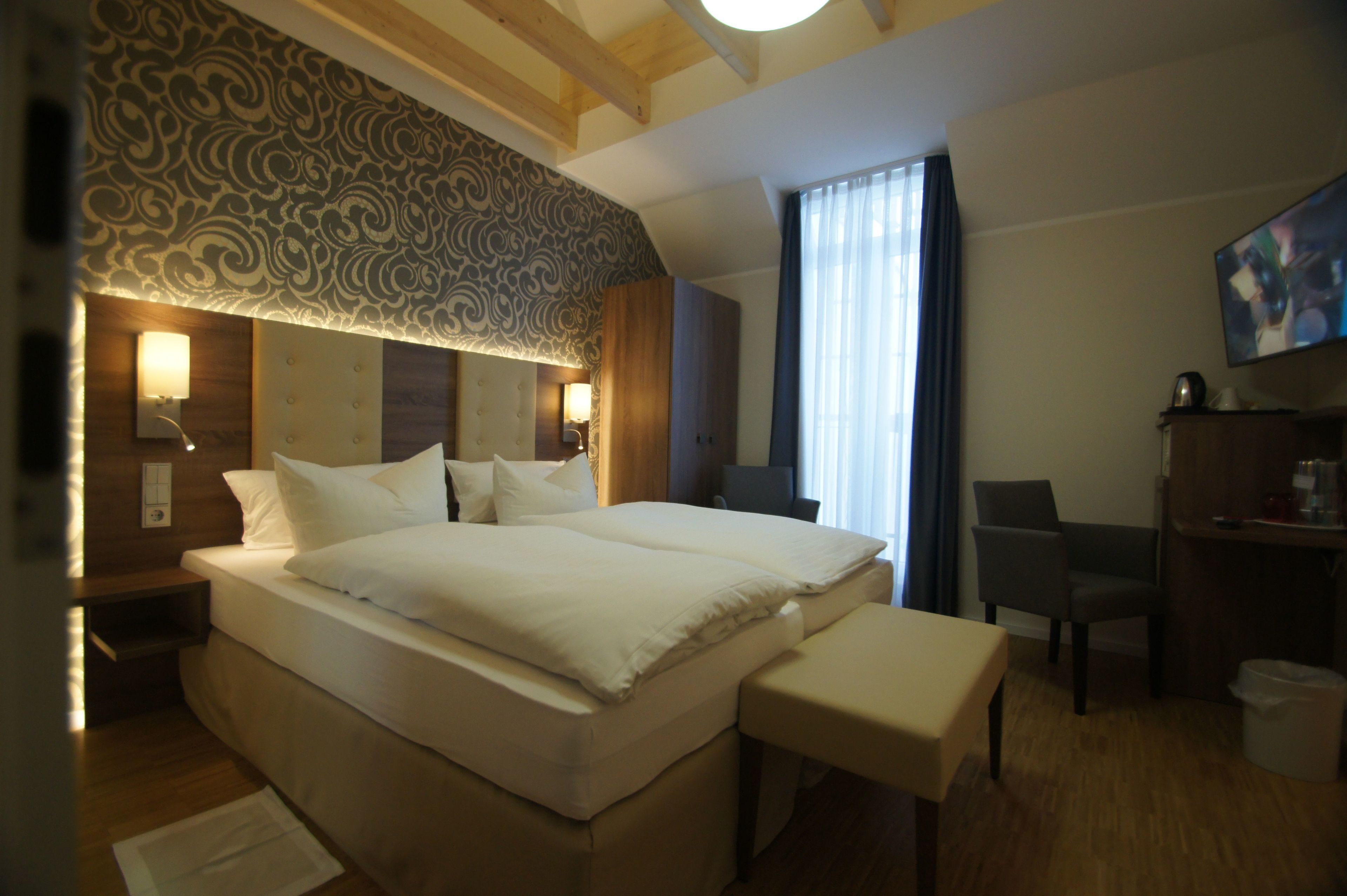 premium bedding, individually decorated, desk, blackout curtains