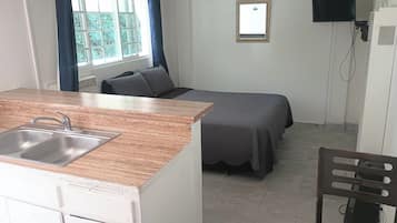 Chambre, 1 grand lit | Aire de séjour | Téléviseur