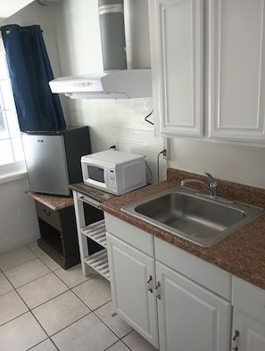Fridge, microwave, coffee/tea maker