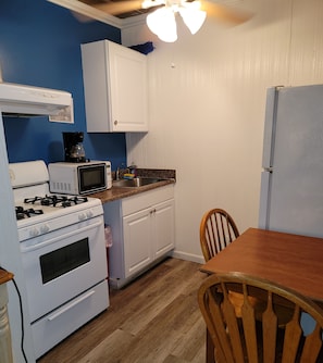 Classic Studio, 2 Double Beds, Kitchen, Garden Area | Private kitchen | Fridge, microwave, coffee/tea maker