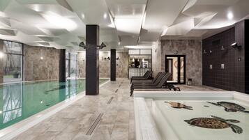 Indoor pool, sun loungers, lifeguards on site