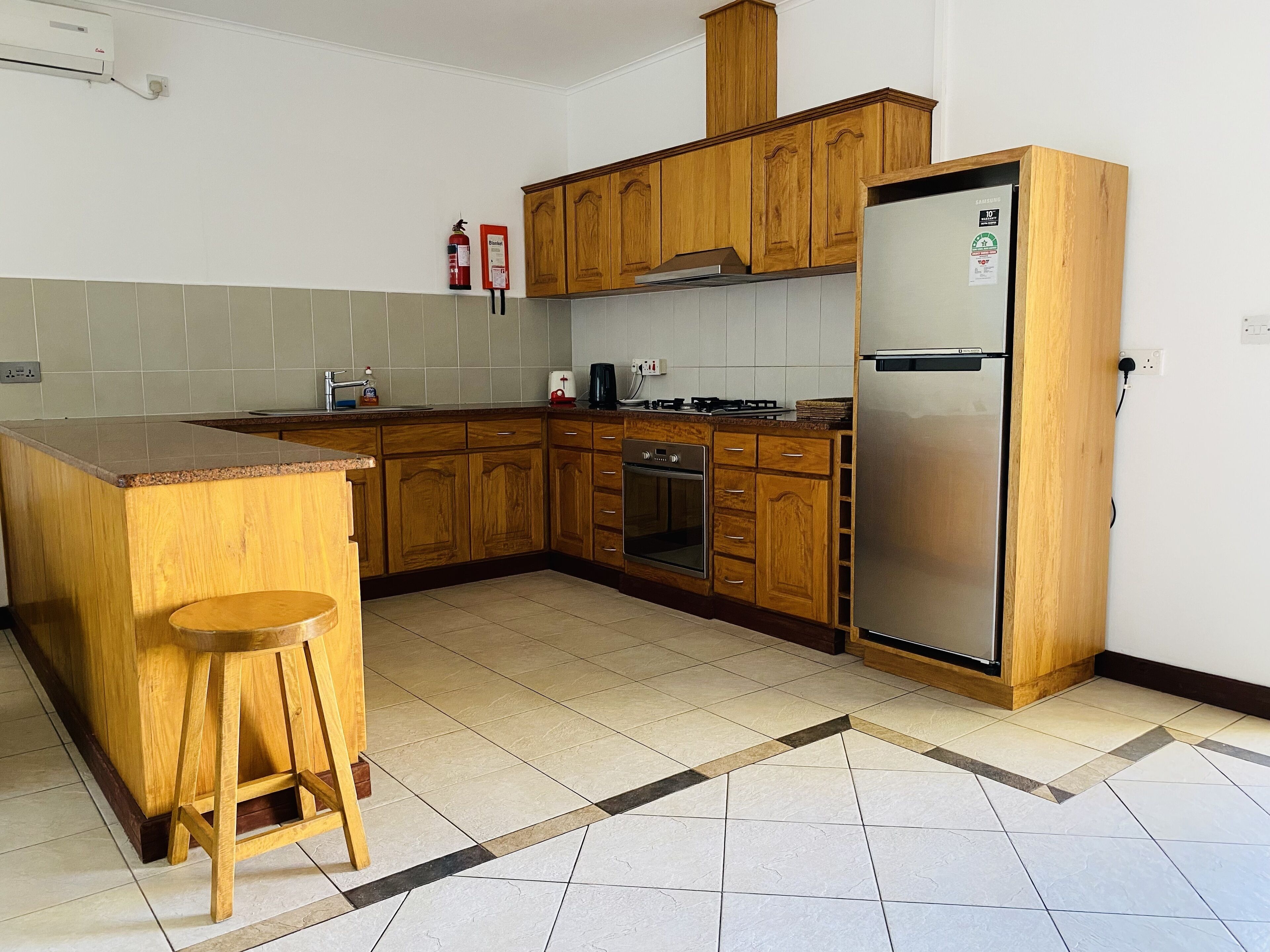 basic apartment | private kitchen | full-sized fridge, oven, stovetop, electric kettle