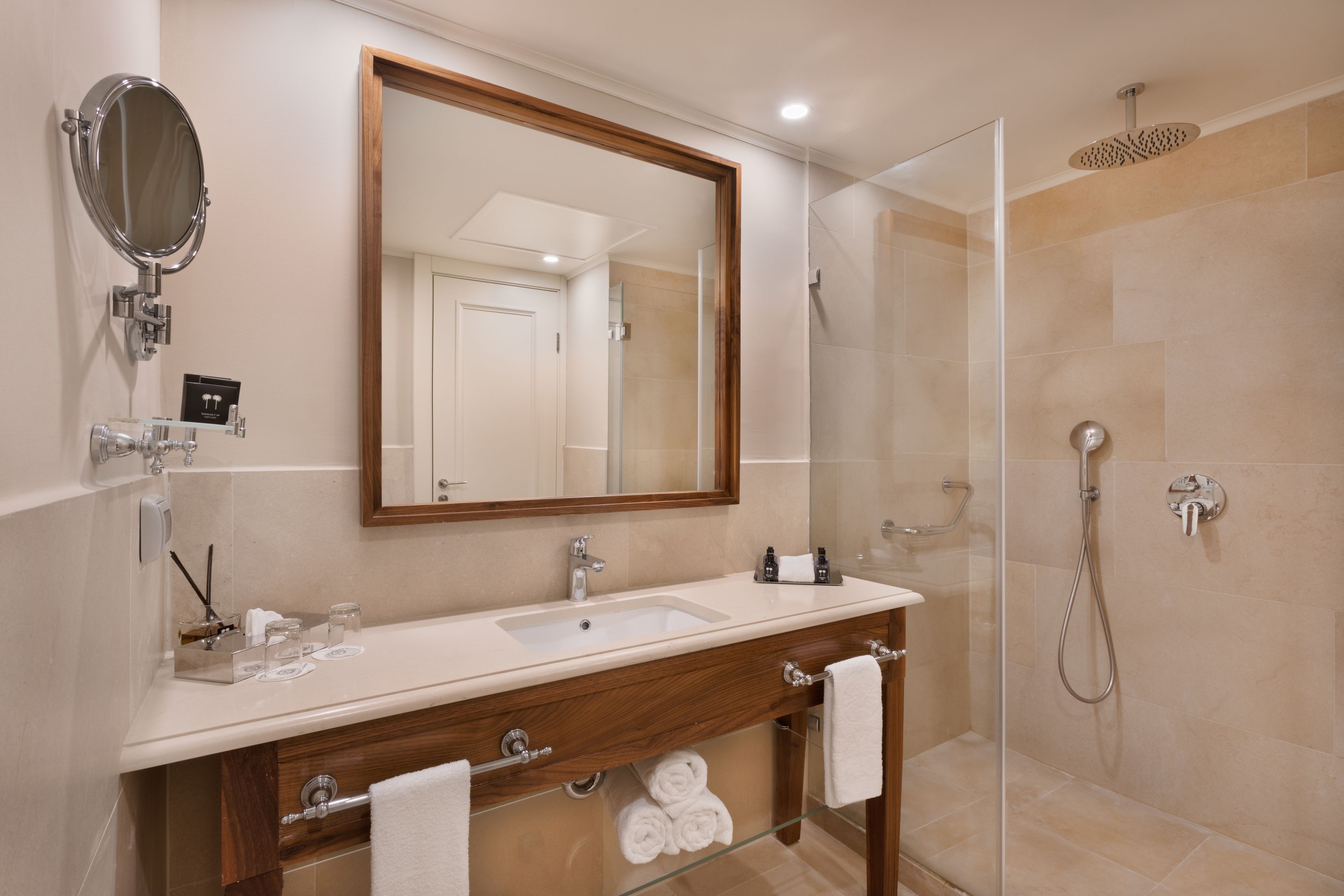 shower, free toiletries, hair dryer, bathrobes