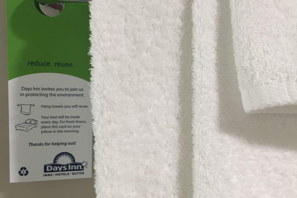 free toiletries, hair dryer, towels