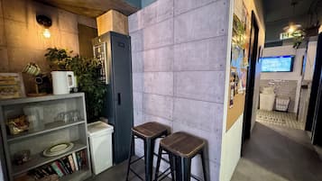 40-inch flat-screen TV with cable channels, TV