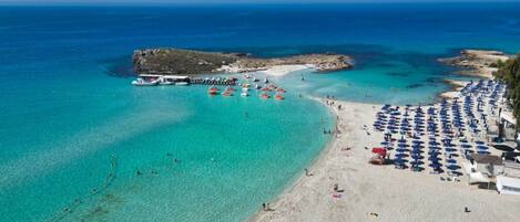 On the beach, white sand, beach bar