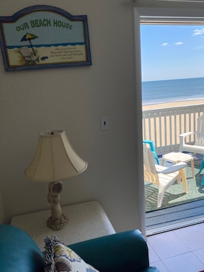 Deluxe Apartment, 1 Bedroom, Ocean View (Oceanfront) | Living area | Flat-screen TV - Boardwalk Terrace Apartments (Ocean City)