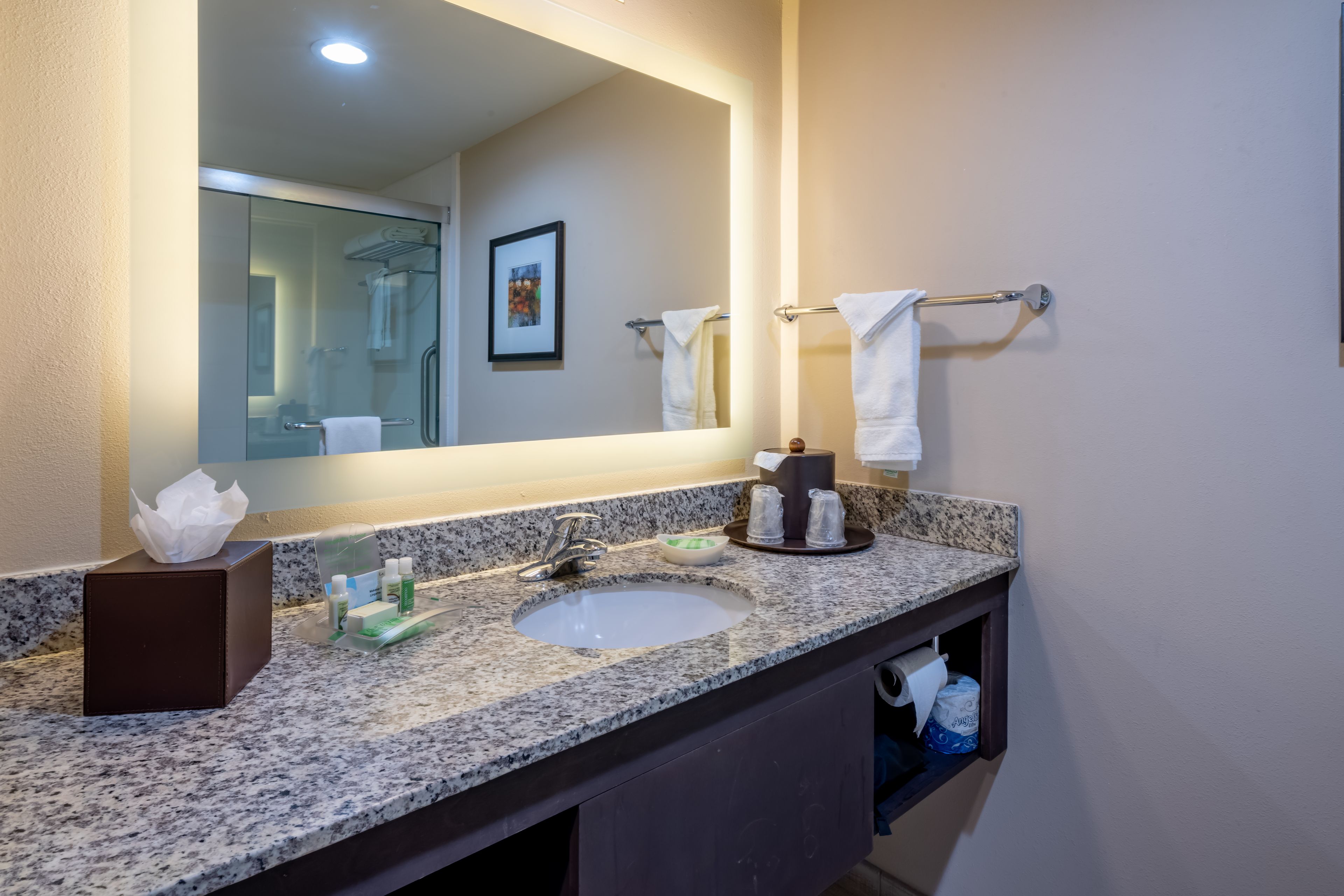 free toiletries, hair dryer, towels