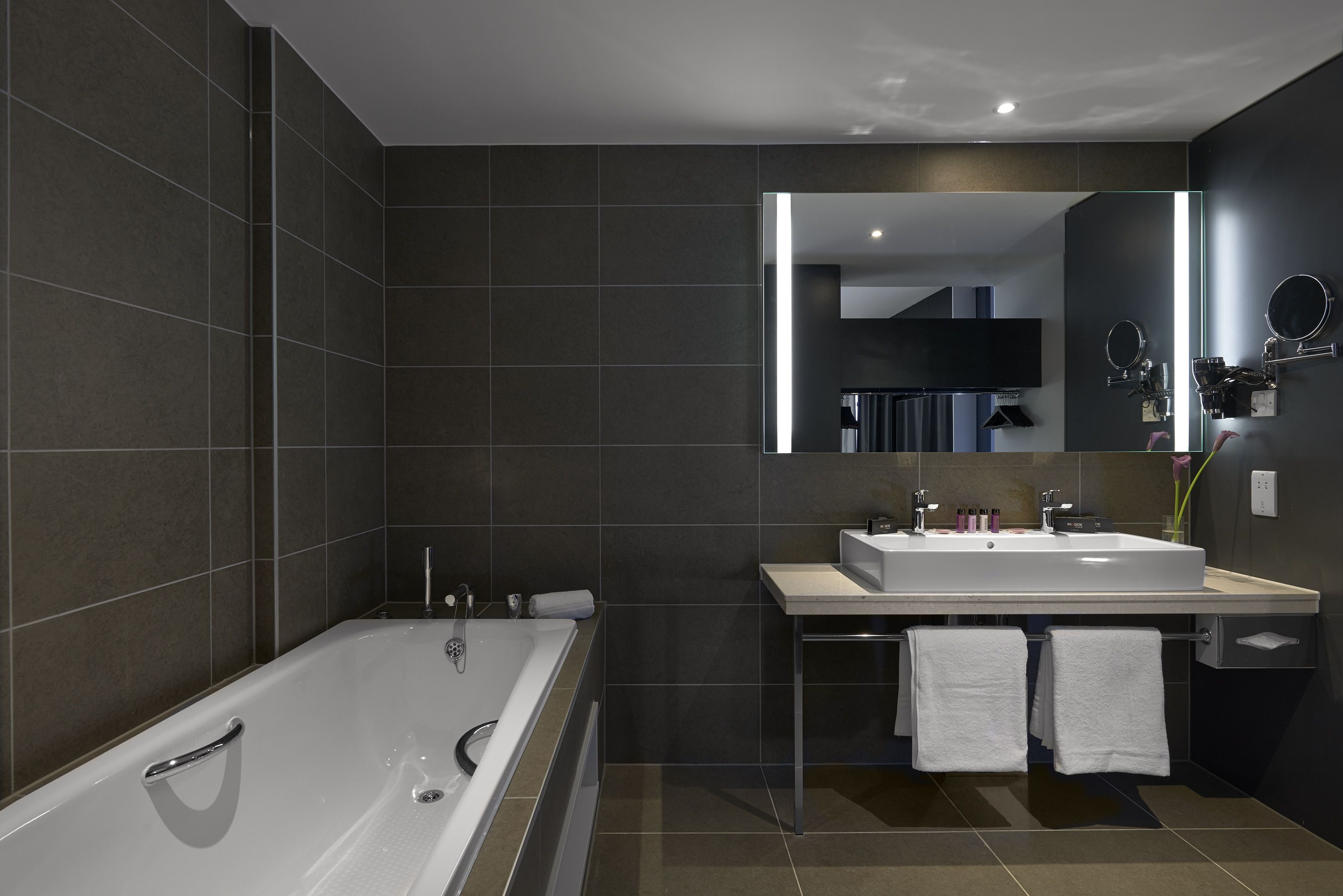 shower, rainfall showerhead, eco-friendly toiletries, hair dryer