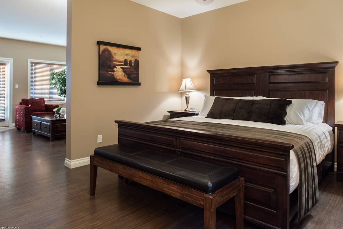 Suite monolocale Deluxe, 1 letto king (King Deluxe Suite) | Biancheria da letto di alta qualità, ferro/asse da stiro, Wi-Fi gratuito