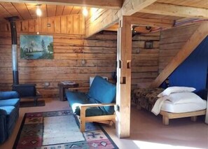 Cabin, 1 Queen Bed with Sofa bed, Kitchen | Living area | 42-inch flat-screen TV with cable channels, TV - Mount Aurora Lodge (Fairbanks)