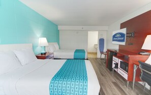 Room, 2 Double Beds, Non Smoking | Desk, laptop workspace, blackout drapes, iron/ironing board - Howard Johnson by Wyndham Virginia Beach At The Beach (Virginia Beach)