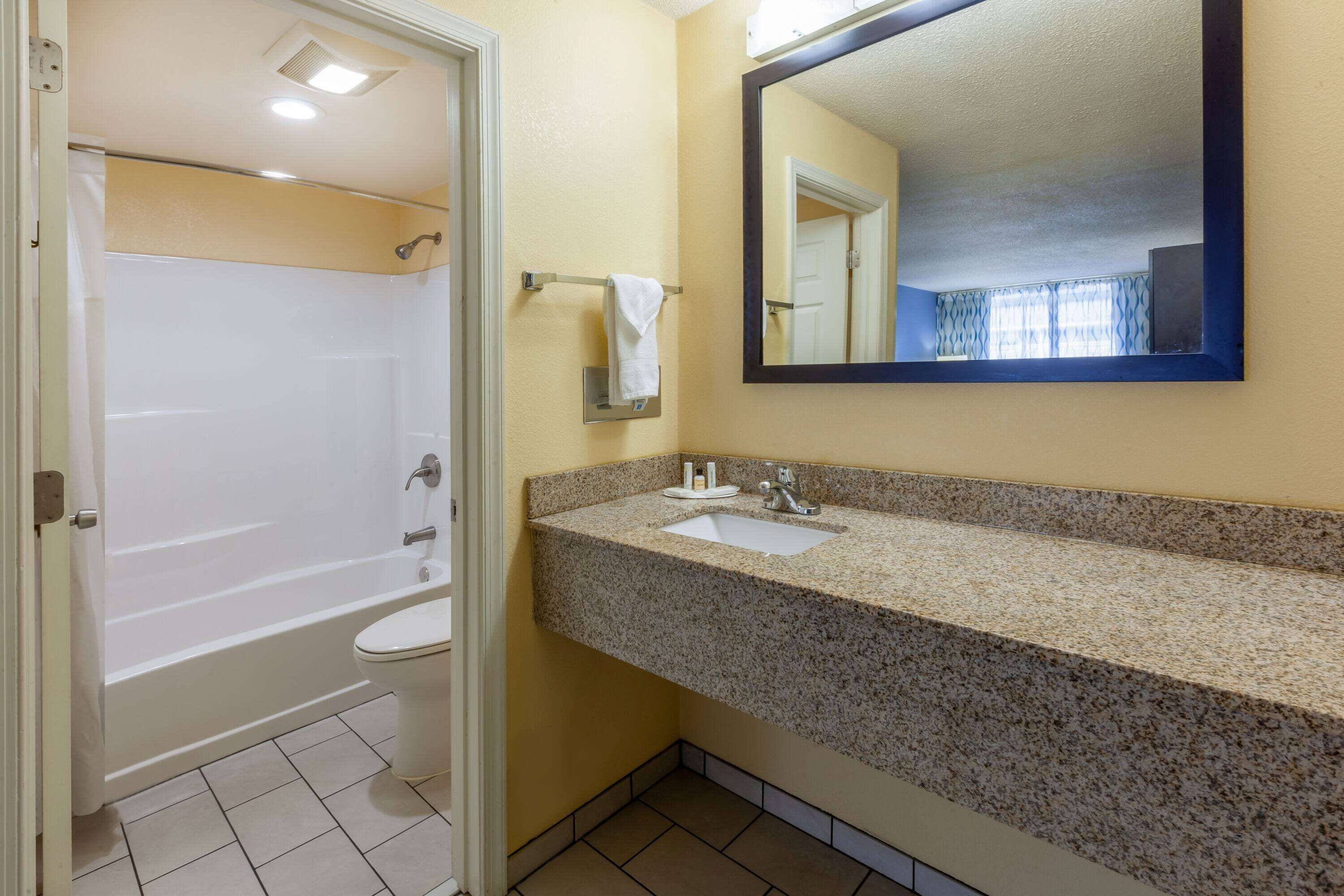 free toiletries, hair dryer, towels