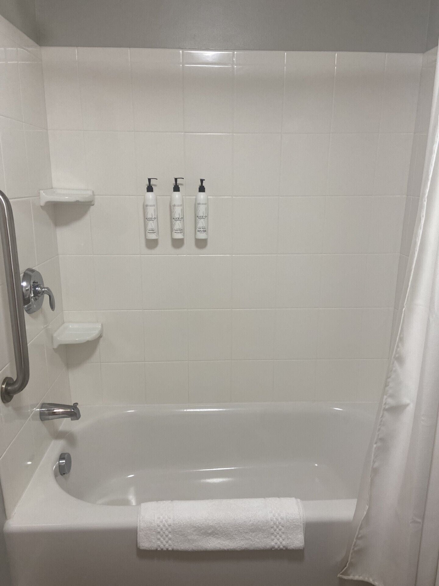 free toiletries, hair dryer, towels