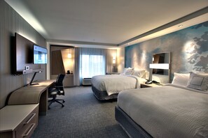 Room, 2 Queen Beds | Desk, blackout drapes, iron/ironing board, free rollaway beds