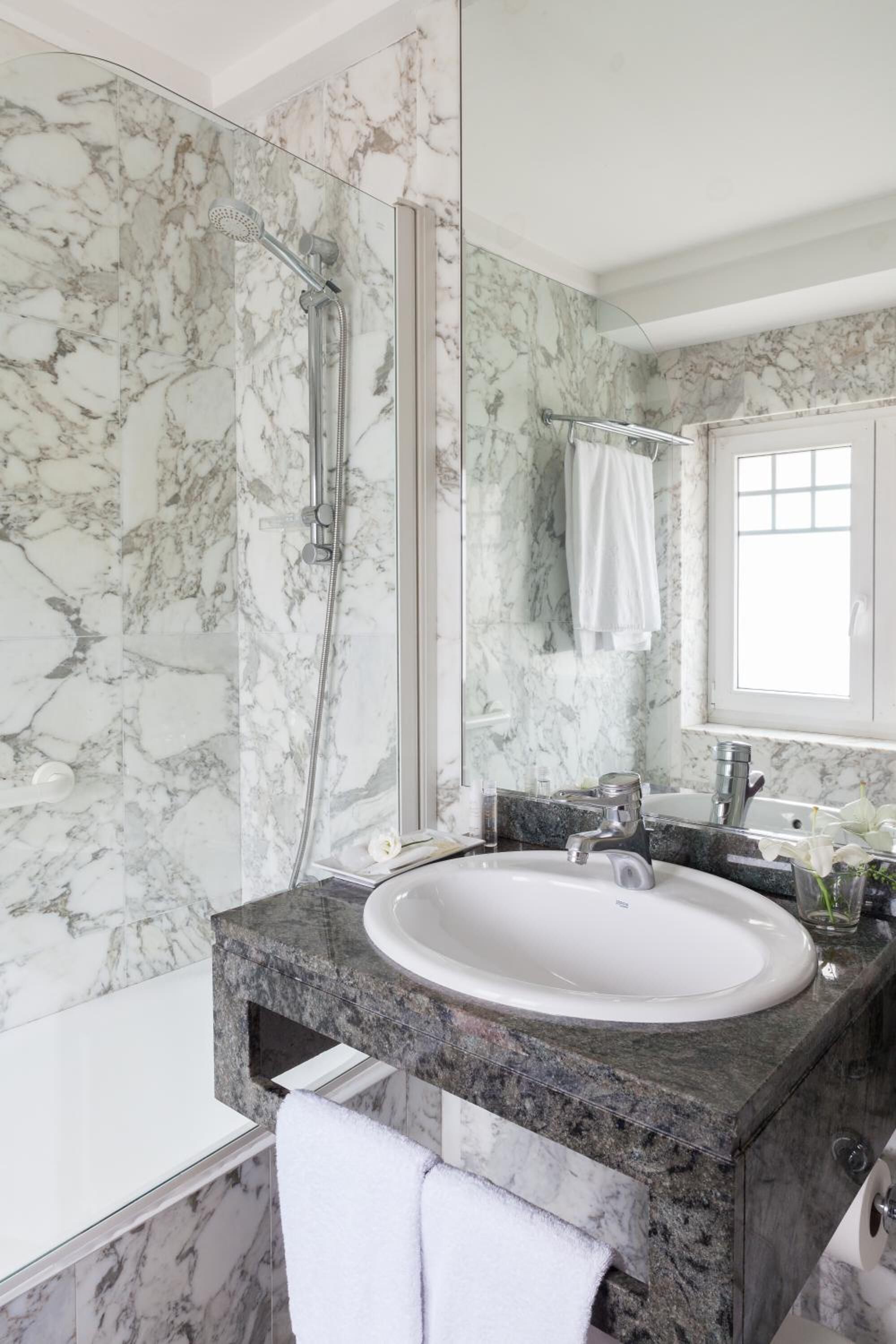 free toiletries, hair dryer, bathrobes, towels