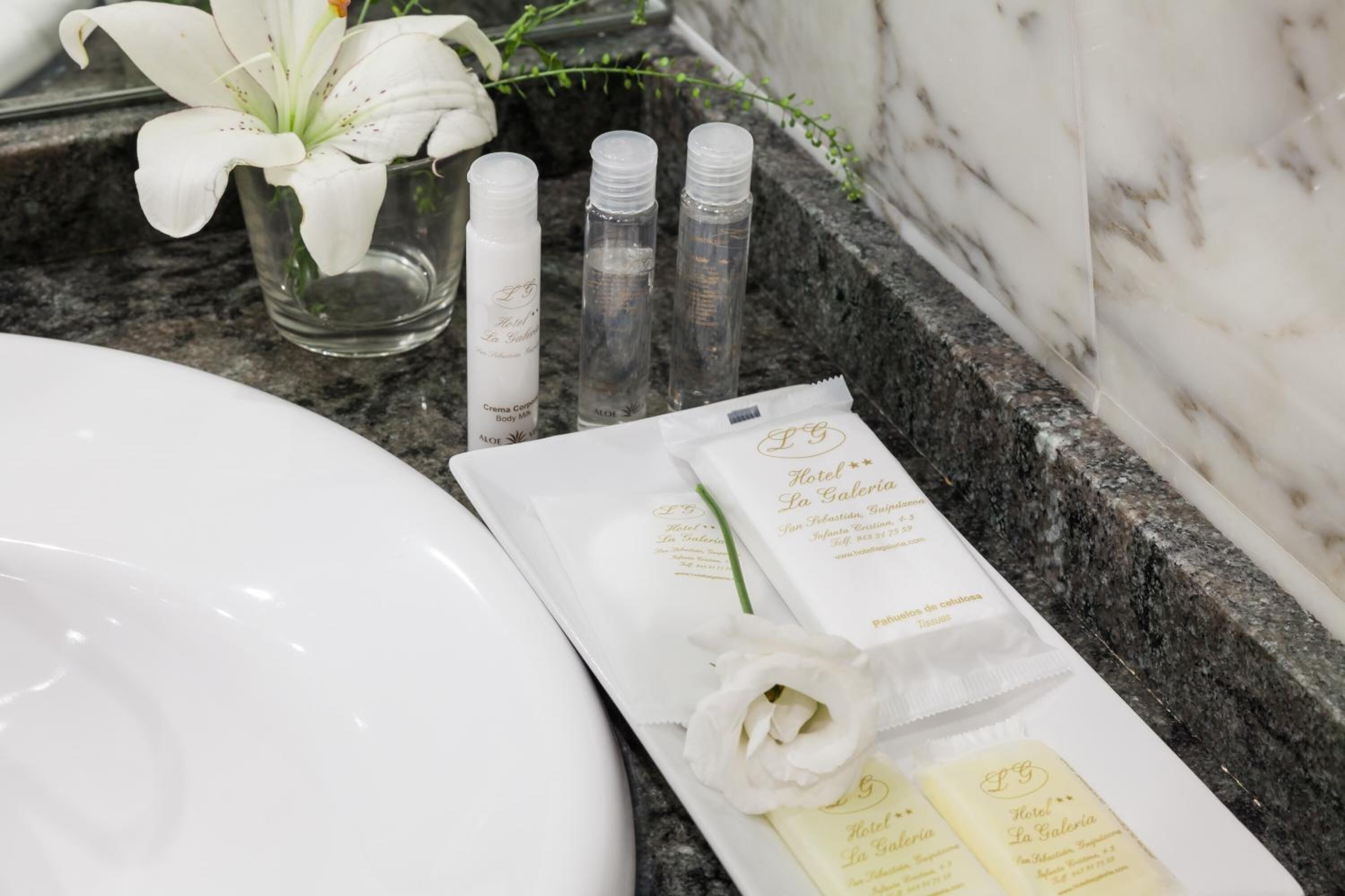 free toiletries, hair dryer, bathrobes, towels