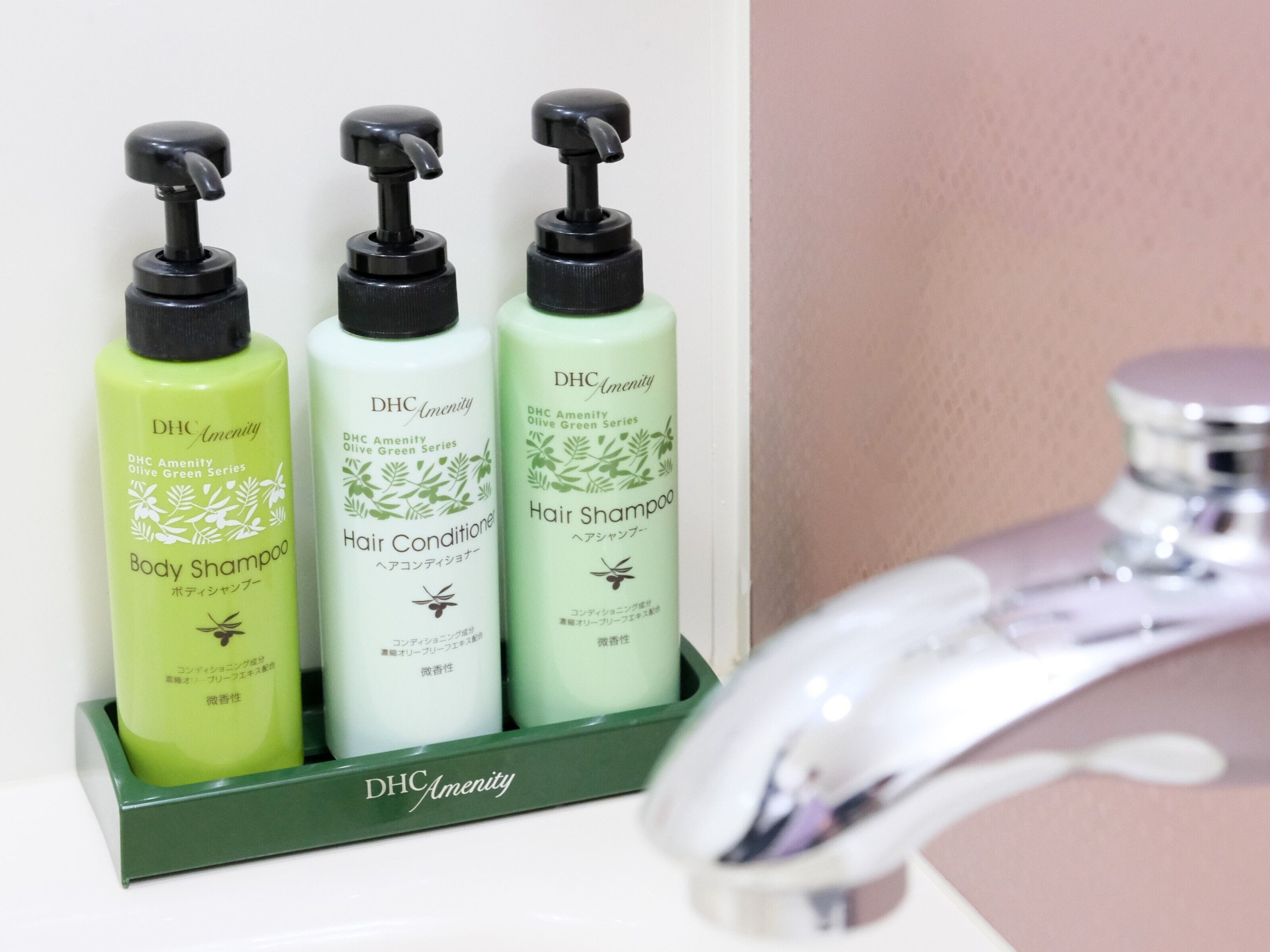 combined shower/bathtub, free toiletries, hair dryer, slippers