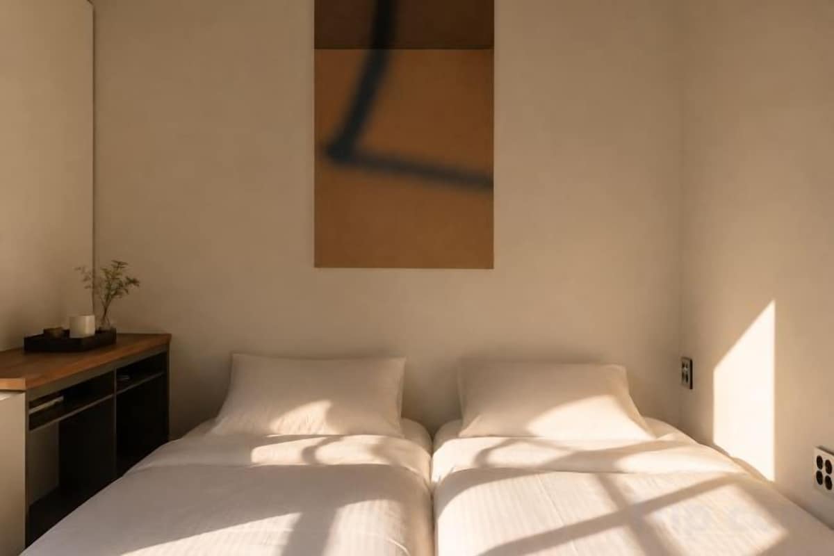 Blackout drapes, WiFi (free), bed sheets