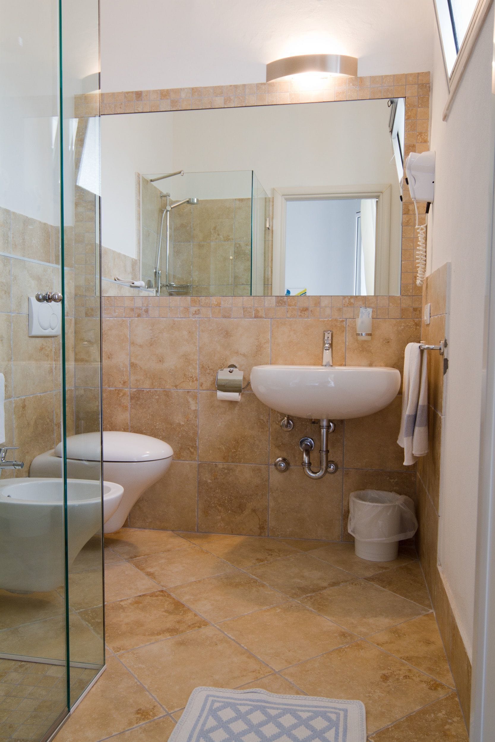 shower, free toiletries, hair dryer, bidet