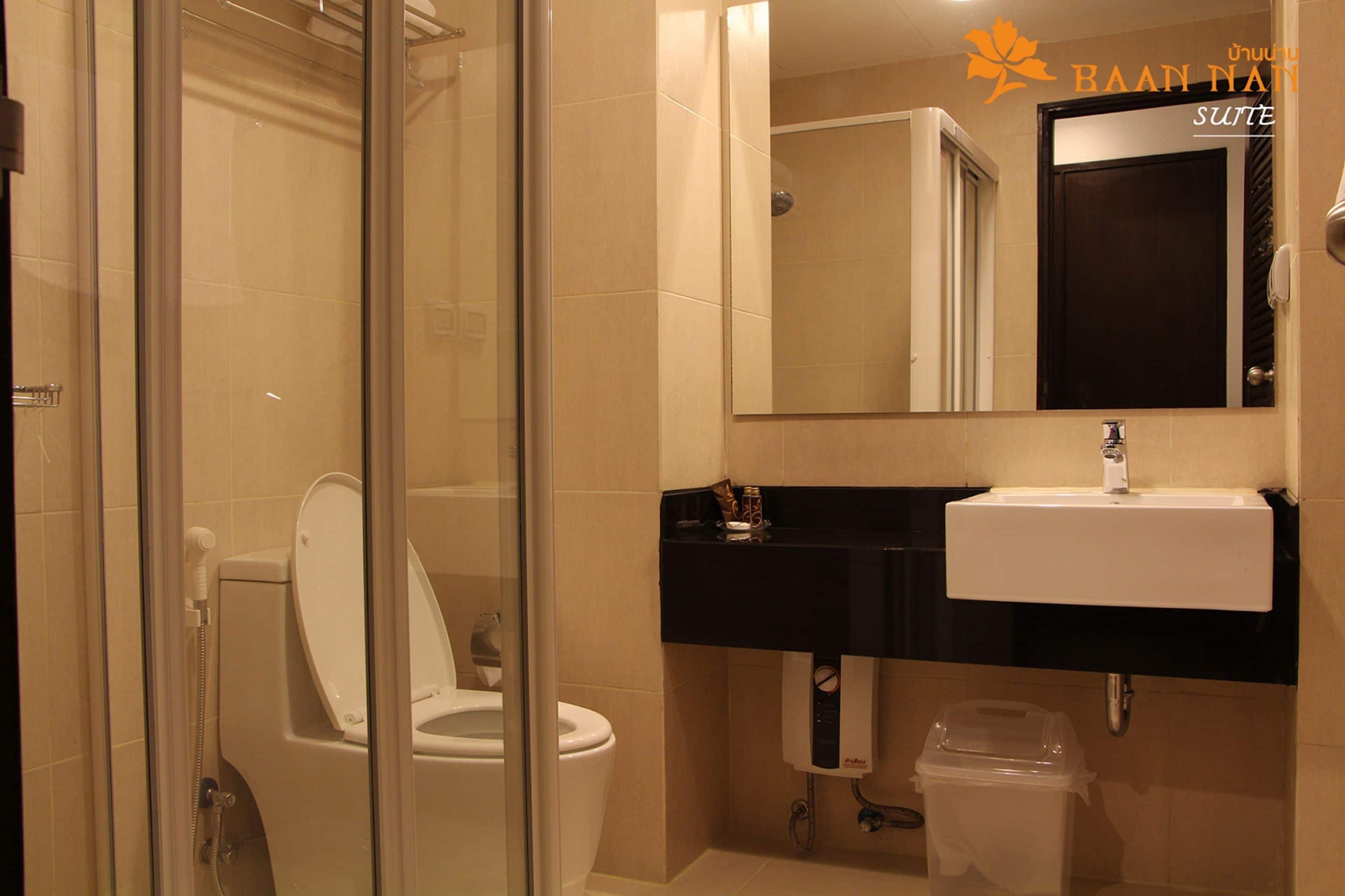 shower, free toiletries, hair dryer, slippers