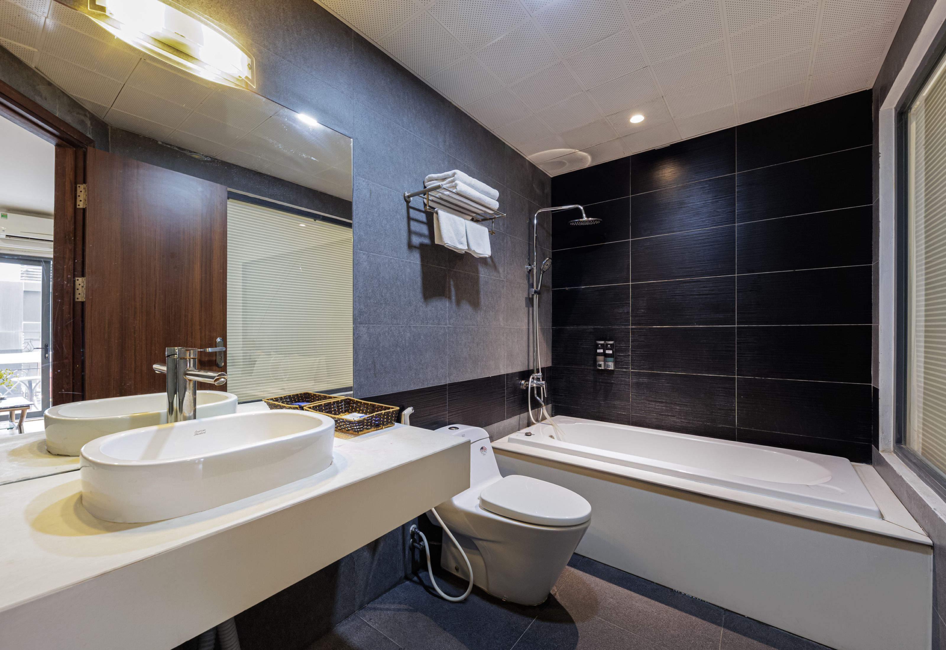 superior twin room | bathroom | shower, rainfall showerhead, free toiletries, hair dryer