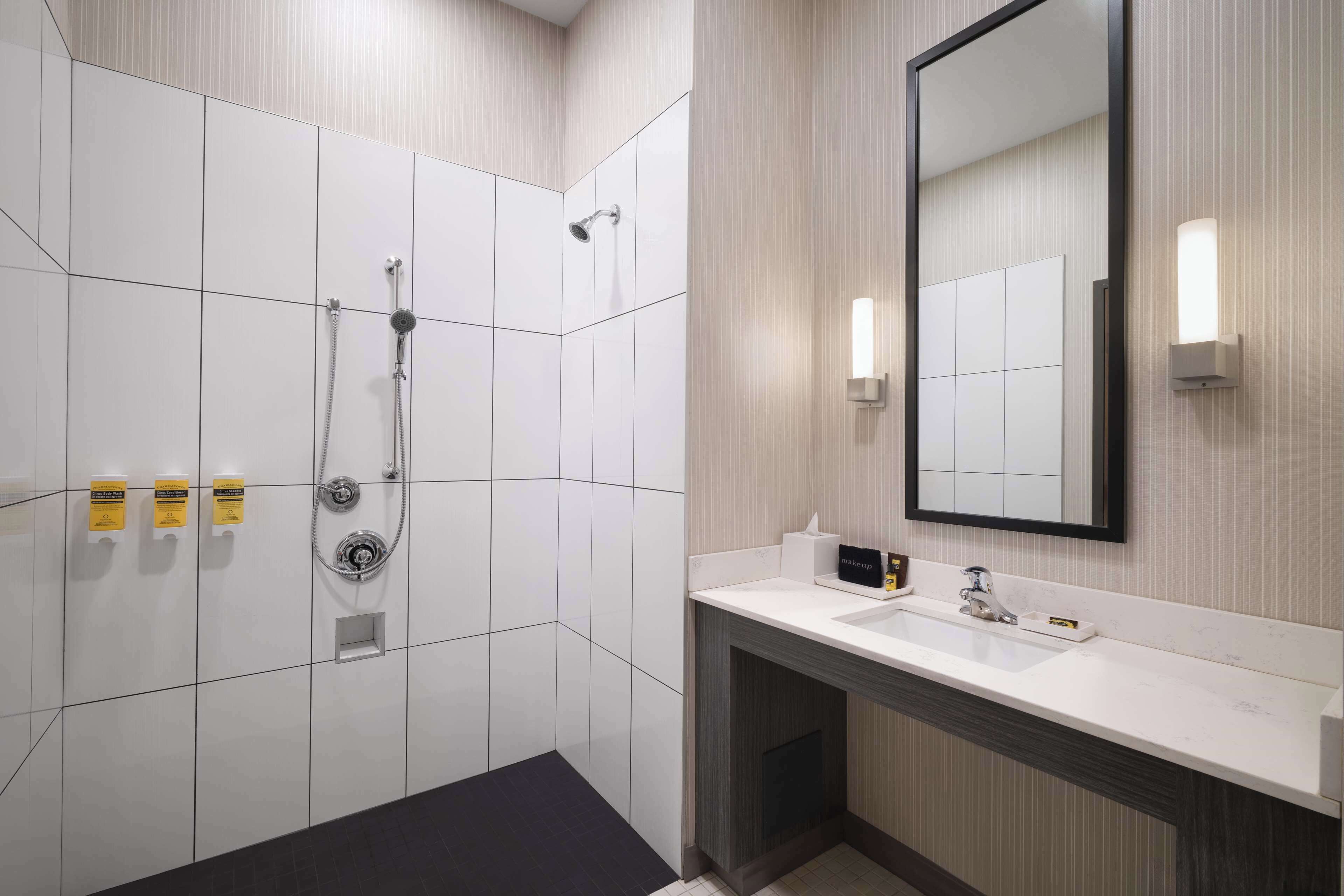 standard room, 1 king bed, accessible, non smoking | bathroom | free toiletries, hair dryer, towels, soap