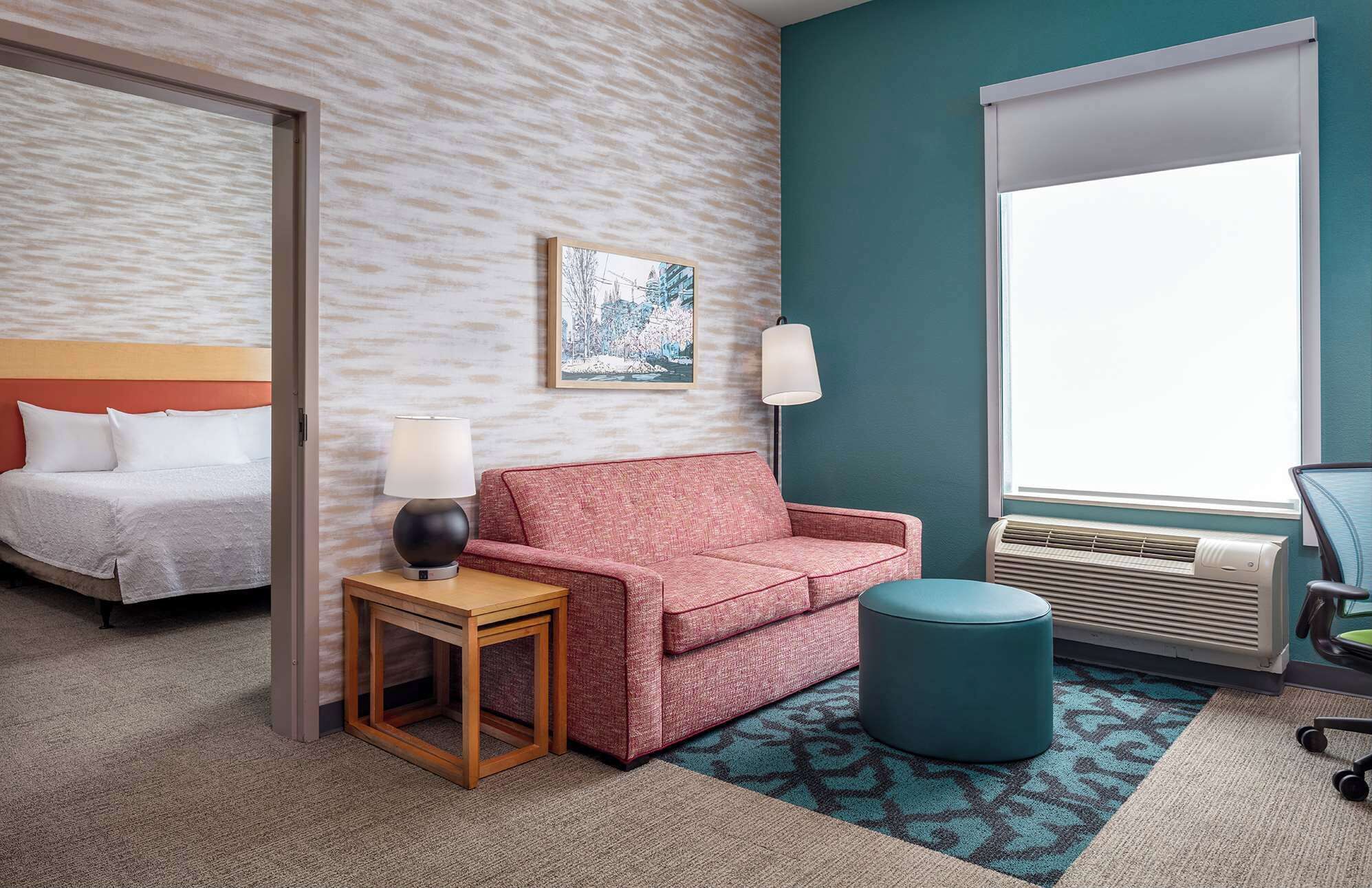 suite, 1 king bed, accessible (roll-in shower) | living area | flat-screen tv