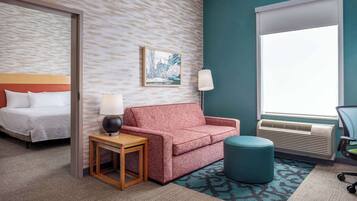 Suite, 1 King Bed, Accessible (Roll-in Shower) | Living area | Flat-screen TV