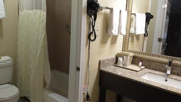 Room, 1 King Bed, Non Smoking | Bathroom | Shower, free toiletries, hair dryer, towels