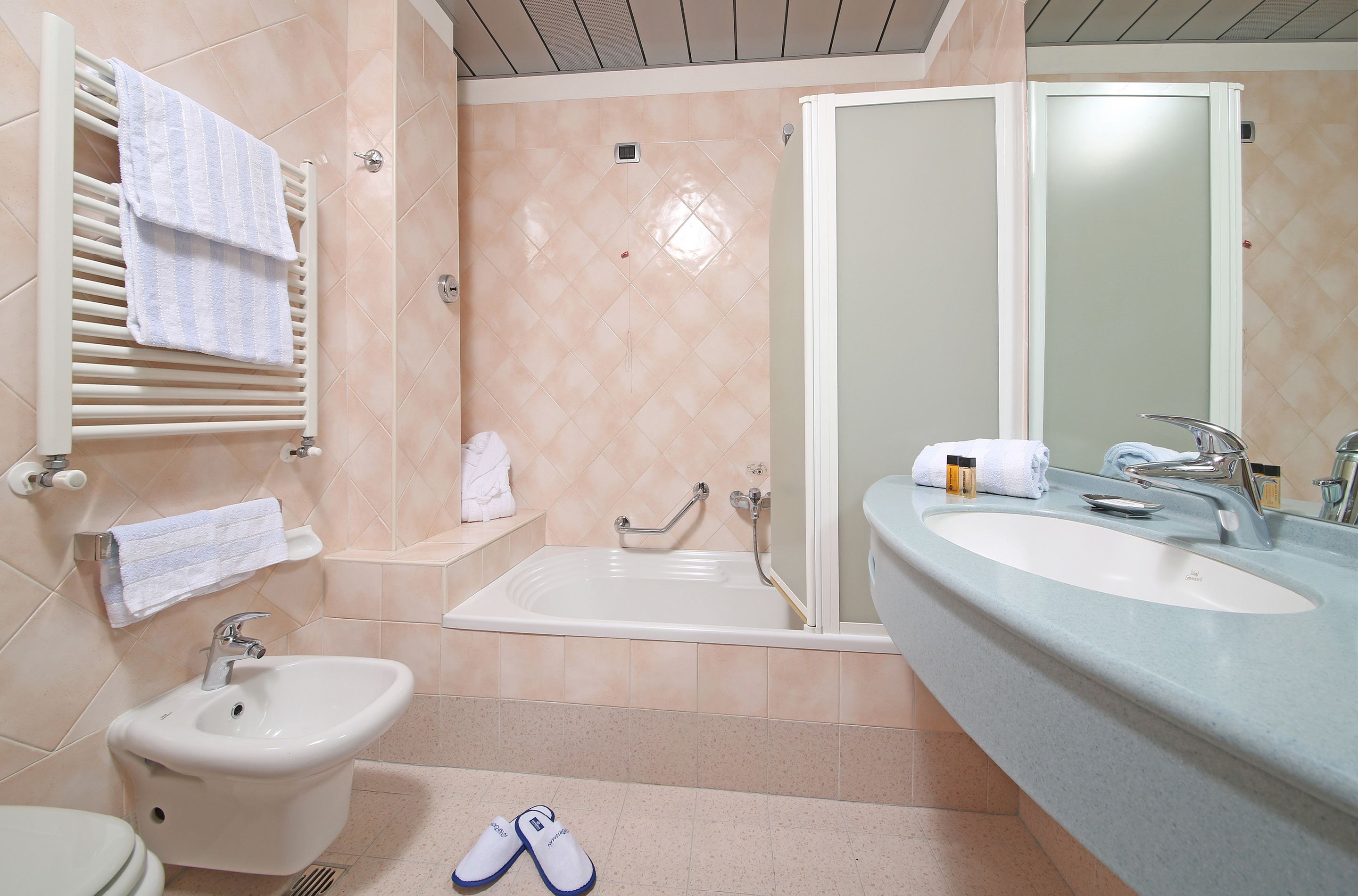 free toiletries, hair dryer, bathrobes, slippers