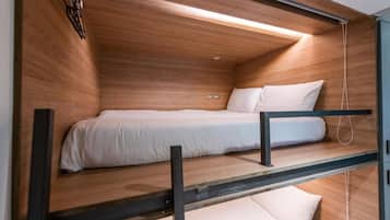 Private four (2 double bed) bunk bed | Premium bedding, individually decorated, blackout drapes, soundproofing