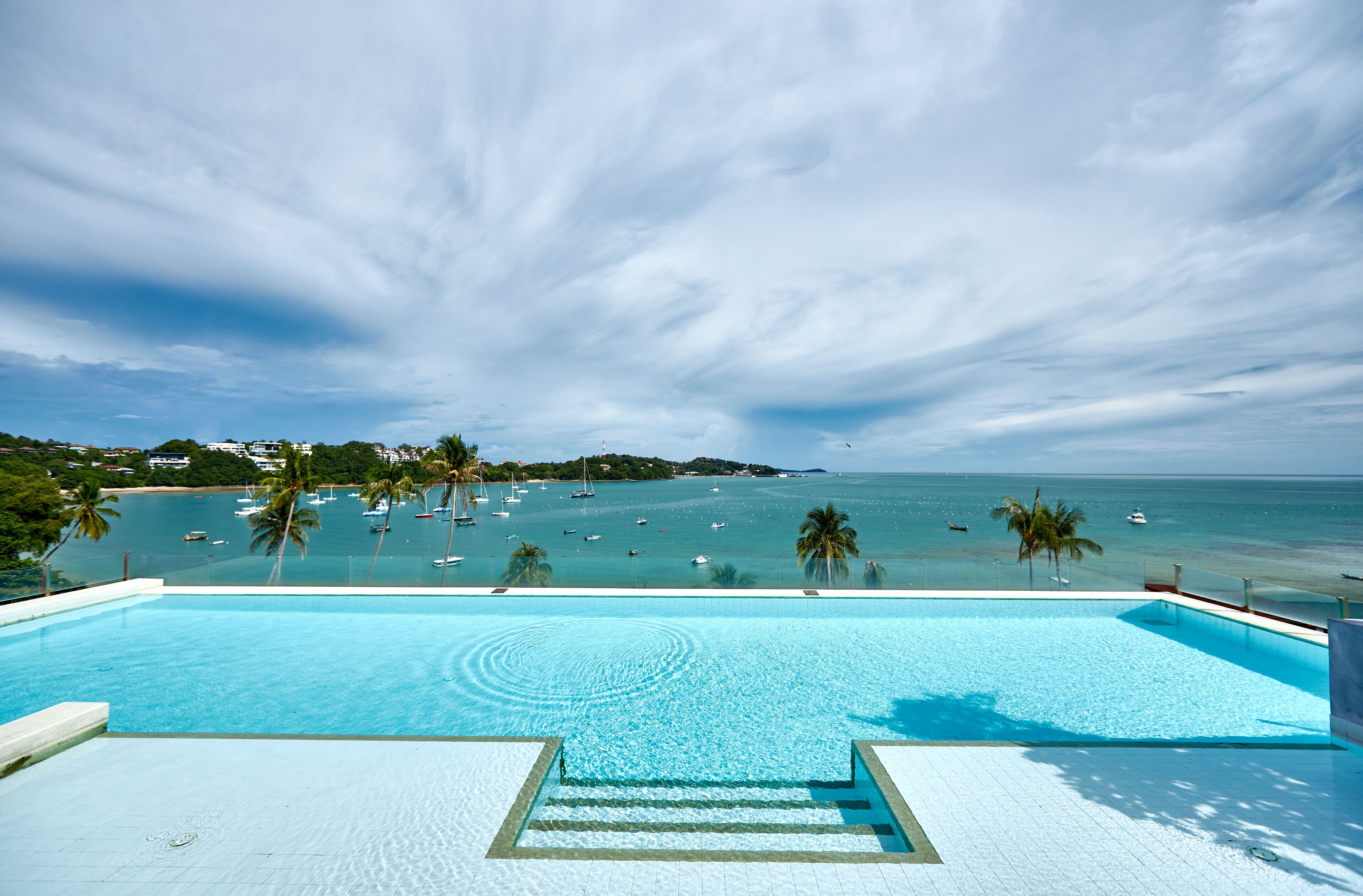 outdoor pool, pool loungers