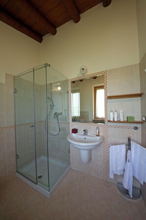 Dusche, Regendusche, Bidet, Handtücher