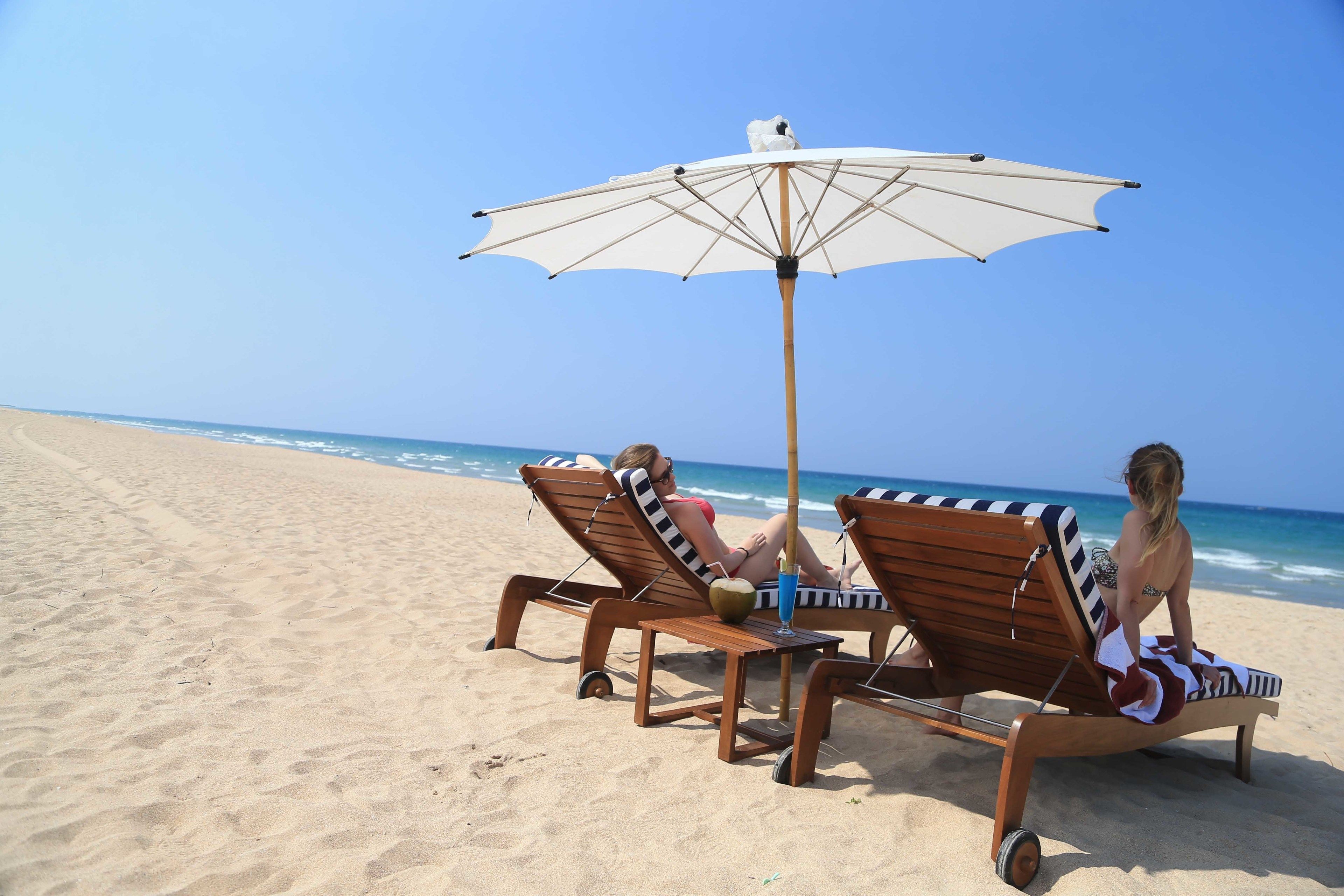 On the beach, scuba diving