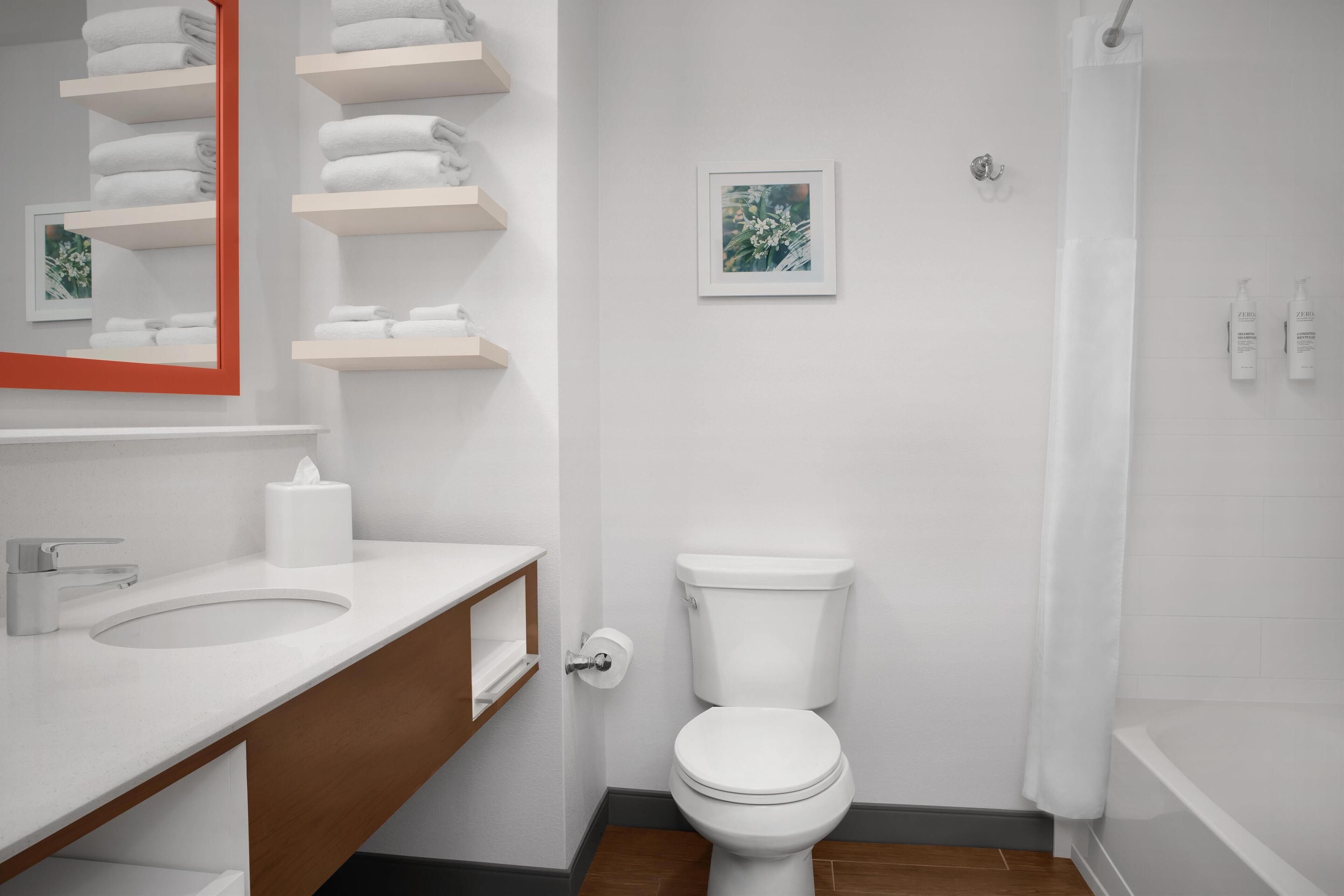 free toiletries, hair dryer, towels