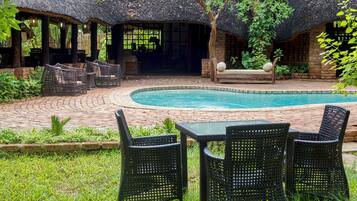 Outdoor pool, pool loungers