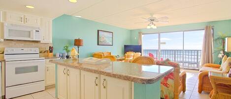 Deluxe Condo, 2 Bedrooms, 2 Bathrooms, Beach View (#2) | Private kitchen | Full-size fridge, microwave, stovetop, dishwasher