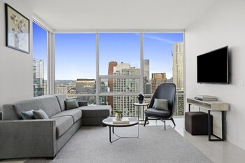 Suite, Multiple Beds (Sky Suite Two Bedroom) | Living area | Smart TV at Level Los Angeles Downtown - South Olive